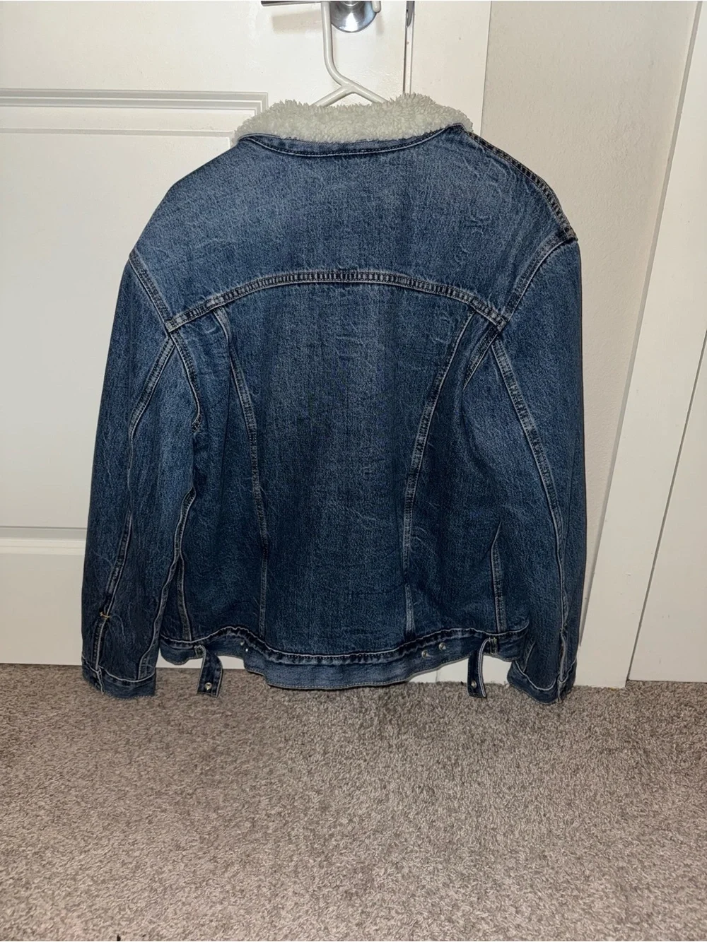 Levi's Dark Blue Denim Sherpa Jacket with Cream Lining